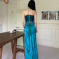 Zweiteiliges, herzförmiges, elegantes, pfauenblaues Satin-Ballkleid, Partykleid, Abendkleid, Anzug, NV1782
