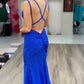 Robe de soirée longue argentée scintillante à bretelles spaghetti, style sirène, coupe ajustée, dos nu, jaune, robe de bal, robe de soirée formelle, nv3431