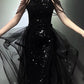 Schwarzes, glänzendes langes Ballkleid NV6624