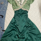 NiceVestidos – Kurzes Satin-Heimkehrkleid für Mädchen, grünes V-Ausschnitt-Retro-Kleid, Retro-Kleid, Spitze, V-Ausschnitt, NV5659