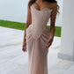 Trägerloses A-Linien-Ballkleid im Meerjungfrauen-Stil in Rosa, Abend- und Ballkleid nv1743