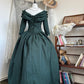 Viktorianisches Ballkleid im Retro-Stil, dunkelgrün, schulterfrei, mit Puffärmeln – Mottoball- und Cosplay-Kleid NV6364