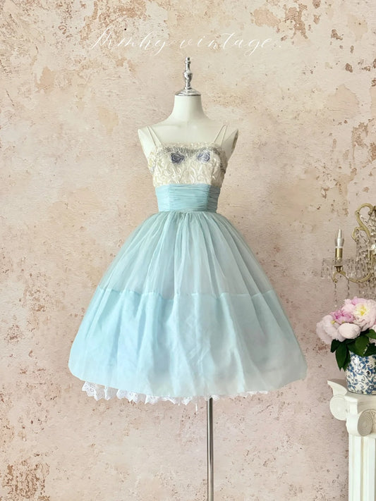 Robe de soirée courte en tulle bleu, délicate et perlée, en dentelle exquise, robe de bal, robe de soirée, robe de fête d'anniversaire/de mariage, nv4102