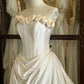 Helles Champagner Blumen Langes Satin Ballkleid Abendkleid Brautkleid nv4438