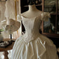 Robe de soirée longue en satin blanc ivoire à volants floraux, élégante et magnifique, robe de mariée nv4441