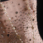 Rosa Vintage handgefertigtes Kleid mit Paillettenperlen und funkelnden Sternen. Langes Chiffon-Ballkleid oder Abendkleid nv5206