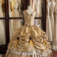 Gelbe Prinzessin plissiert Gold Rose handgefertigte Perlen edle und schöne Märchen reine Schönheit lange Satin Ballkleid Abendkleid Brautkleid nv4440