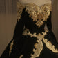 NiceVestidos – Vintage-Kleid, golden, hervorragend, erstklassig, hinreißend, handbestickt, mit vielen Perlen besetzt, romantische Fantasie, Barockzeit, prächtiges Hochzeitskleid, Ballkleid NV5854