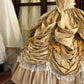 Gelbe Prinzessin plissiert Gold Rose handgefertigte Perlen edle und schöne Märchen reine Schönheit lange Satin Ballkleid Abendkleid Brautkleid nv4440