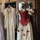 Rotes Vintage-Blumen-Lang-Satin-Ballkleid-Abendkleid-Abschlussballkleid NV4442