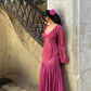 Robe de soirée longue en mousseline de soie, élégante, style rétro, col en V, dentelle exquise, volants, manches longues, longueur au sol, robe de bal, robe de soirée, robe de demoiselle d'honneur, nv3823