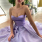 Satin Lavendel Sweetheart Abend Ballkleid A Linie Tüll Partykleider Knöchellang Abschlussrobe nv1635