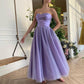 Satin Lavendel Sweetheart Abend Ballkleid A Linie Tüll Partykleider Knöchellang Abschlussrobe nv1635