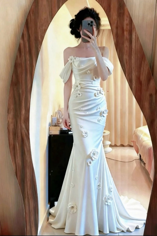 NiceVestidos-_White Floral Fashion Long Satin Prom Dress NV6088