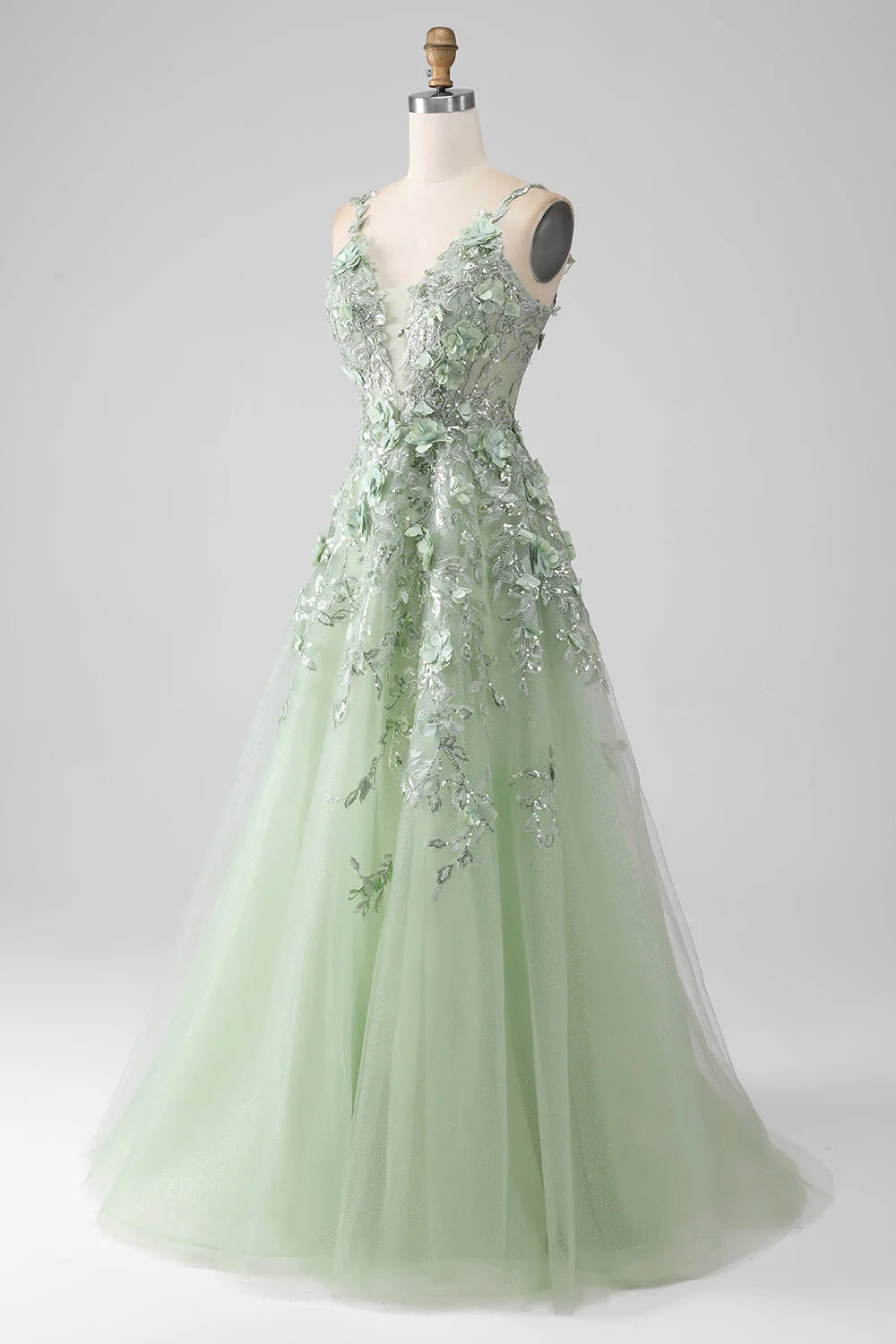 Robe de bal longue en forme de A avec corset appliqué Sage nv1595