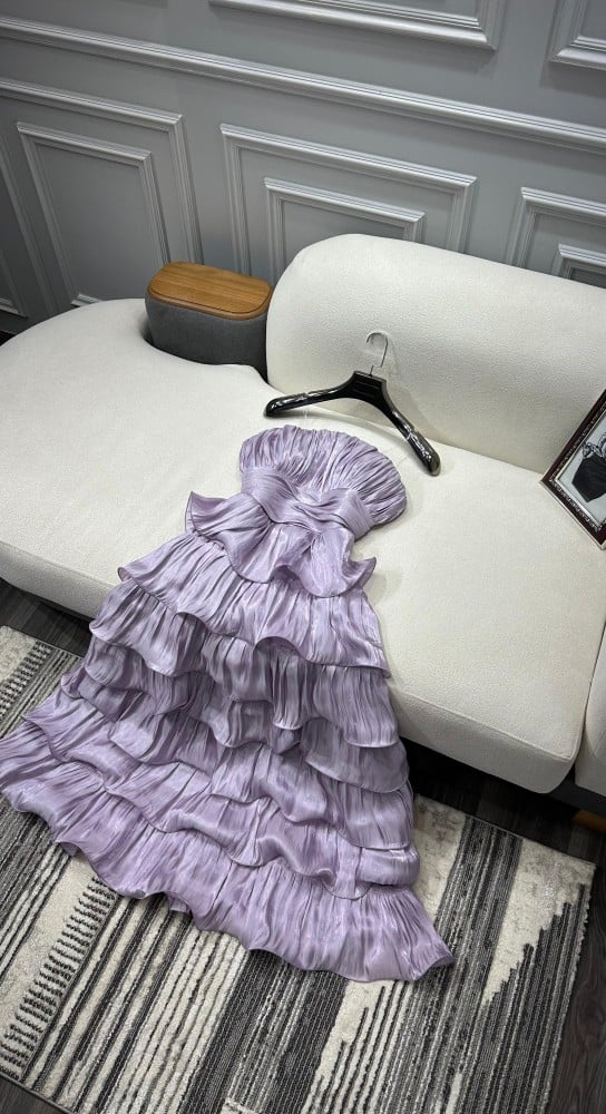 Schulterfreies, gewelltes, gestuftes Mini-Partykleid, Geburtstags-Outfit, Abendkleid, Ballkleid nv2049