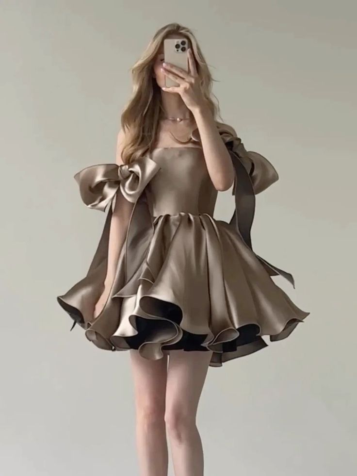 Braunes, modisches, schickes, kurzes Mini-Ballkleid, Homecoming-Kleid, Geburtstagsparty-Kleid, nv2550