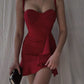 Rotes herzförmiger Ausschnitt mit Schnürung, Schleife, Spaghettiträger, kurzes Mini-Homecoming-Kleid, Partykleid, Abendkleid, NV2331