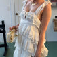 White exquisite elegant lace long ruffled tulle ball gown evening dress party dress nv3362