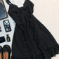 Black White Polka Dot Spaghetti Strap Short Homecoming Dress V Neck Ruffle Chiffon Vintage Cocktail Gown  NV6921