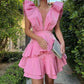 Rosa, modisches, schickes Homecoming-Kleid mit tiefem V-Ausschnitt, Partykleid nv2124