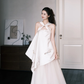 Halter Cutout Satin Tulle Wedding Dress with Beaded Bow Details  NV7385