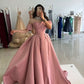 Pink Shiny Sequins Long Elegant Satin Prom Dress Evening Dress Graduation Dress nv2986