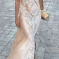 Champagne lace long elegant and charming evening dress party dress wedding guest dress nv2792