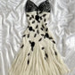 Robe de soirée longue en mousseline de soie, blanche ivoire, brillante, à bretelles spaghetti, en dentelle perlée, exquise, nv3576