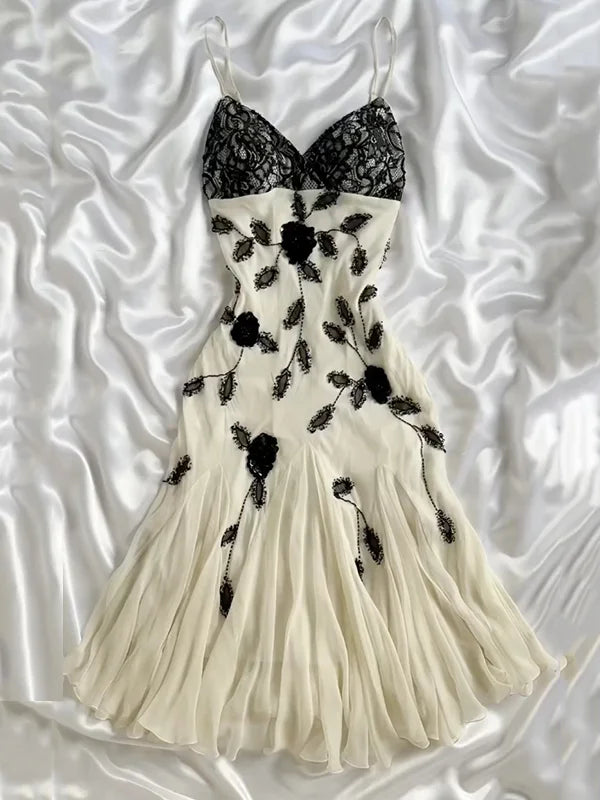 Robe de soirée longue en mousseline de soie, blanche ivoire, brillante, à bretelles spaghetti, en dentelle perlée, exquise, nv3576