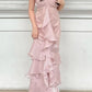 NiceVestidos - Robe de bal longue en mousseline de soie et dentelle rose NV5831