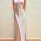 Robe de soirée longue en satin rose à col en V et perles exquises, robe de bal nv3749