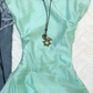 Mint Green Satin Short Homecoming Dress Round Neck Cap Sleeve A-Line Asymmetrical Hem Vintage Cocktail Gown  NV6917