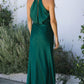 Green simple elegant strapless shoulder pleated long dress ball gown evening dress party dress nv2503