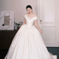 Off Shoulder Satin Ballgown Wedding Dress, Classic Simple Bridal Gown  NV7335