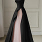 Black off-shoulder stylish elegant long satin tulle ball gown evening dress nv3183