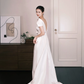 Minimalist High Neck Satin A-Line Wedding Dress  NV7315
