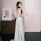 Strapless Ruched Evening Gown Mint Green Draped Overlay Sequin Prom Dress  NV7251