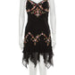 NiceVestidos - Robe de soirée courte/mi-longue à imprimé floral noir nv5461