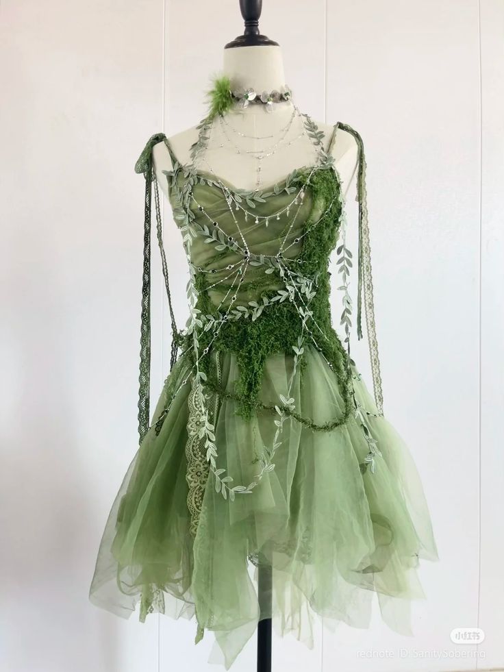 Grünes, exquisites, kurzes Chiffon-Feenkleid für die Heimkehr, Geburtstagspartykleid, NV5285