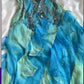 Robe de soirée courte en mousseline de soie, dégradé bleu brillant, magnifique, style rétro, perles de pierres précieuses exquises, longueur cheville, à volants, NV5709