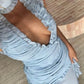 Robe de soirée longue en mousseline de soie bleue à la mode nv4766