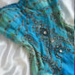 Robe de soirée courte en mousseline de soie, dégradé bleu brillant, magnifique, style rétro, perles de pierres précieuses exquises, longueur cheville, à volants, NV5709
