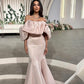 Nude Pink Unique Fashion Collar Long Satin Slim Fit Mermaid Fishtail Ball Gown Evening Dress nv3201