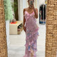 Spaghetti Strap Mermaid Pink Maxi Dress Evening Gown Long Ball Gown nv2680