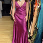 Purple V-neck embroidered backless fashionable long ball gown evening dress nv2982