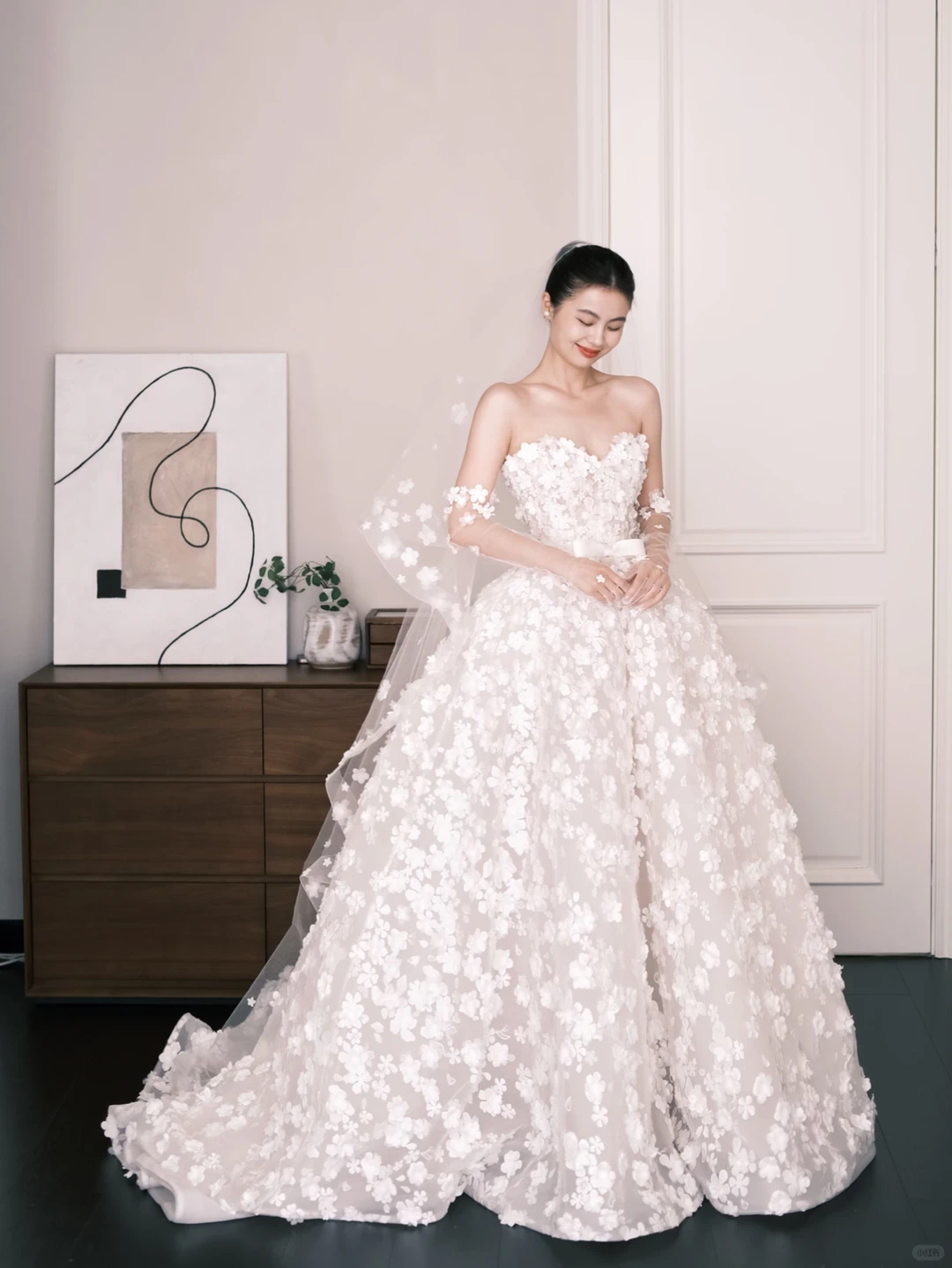 3D Floral Sweetheart Ballgown Wedding Dress Strapless Bridal Gown  NV7262