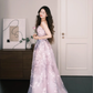 Pink Purple Ombre Strapless 3D Floral Prom Dress  NV7225