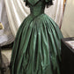Robe de soirée longue élégante et simple de style rétro vert foncé nv2826