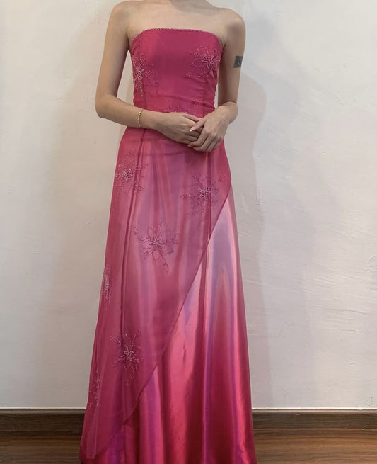 Pink Pretty Fashion Off Shoulder Exquisite Beading Long tulle Satin Ball Gown Evening Dress Party Dress nv3614